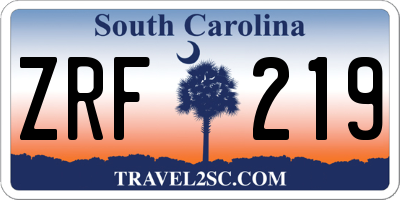 SC license plate ZRF219