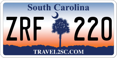 SC license plate ZRF220
