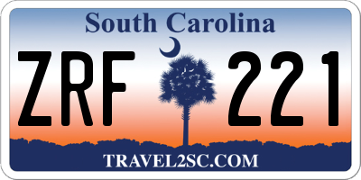 SC license plate ZRF221