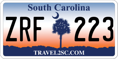 SC license plate ZRF223