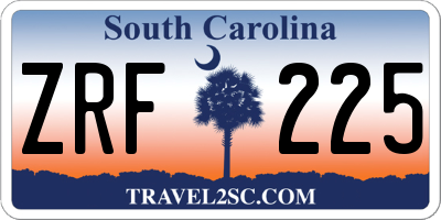 SC license plate ZRF225