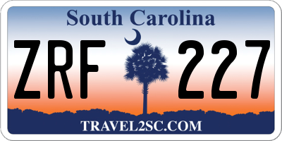 SC license plate ZRF227