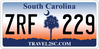 SC license plate ZRF229