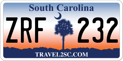 SC license plate ZRF232
