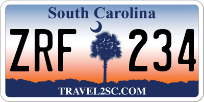 SC license plate ZRF234