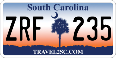 SC license plate ZRF235