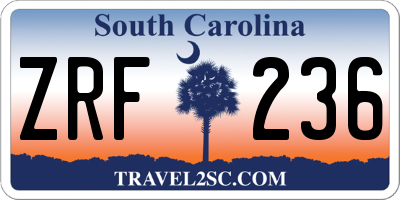 SC license plate ZRF236