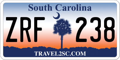 SC license plate ZRF238