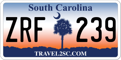 SC license plate ZRF239