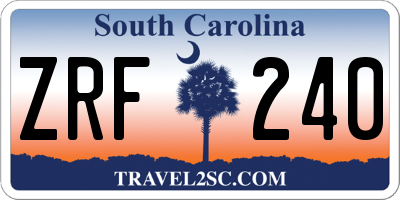 SC license plate ZRF240