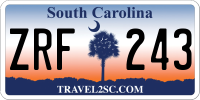 SC license plate ZRF243