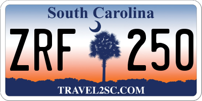SC license plate ZRF250