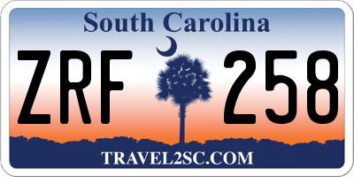 SC license plate ZRF258
