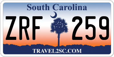 SC license plate ZRF259