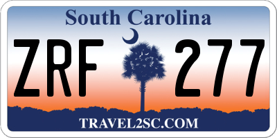 SC license plate ZRF277