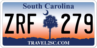 SC license plate ZRF279