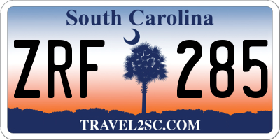 SC license plate ZRF285