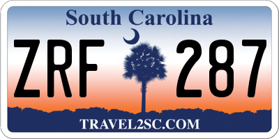 SC license plate ZRF287