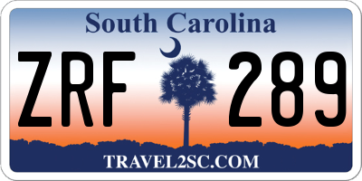 SC license plate ZRF289