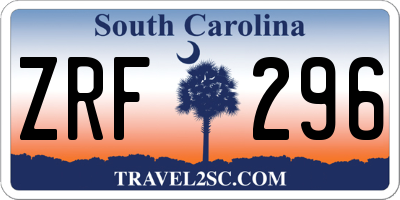 SC license plate ZRF296