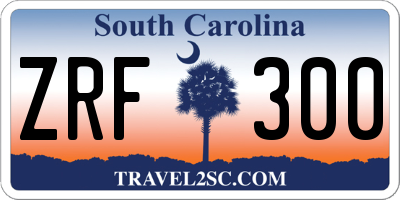 SC license plate ZRF300