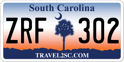 SC license plate ZRF302
