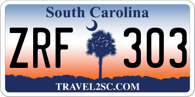SC license plate ZRF303