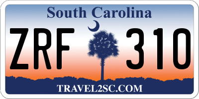 SC license plate ZRF310