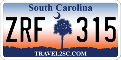 SC license plate ZRF315