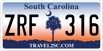 SC license plate ZRF316