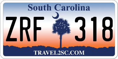 SC license plate ZRF318