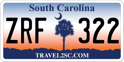 SC license plate ZRF322