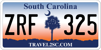 SC license plate ZRF325