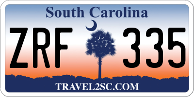 SC license plate ZRF335