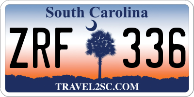 SC license plate ZRF336