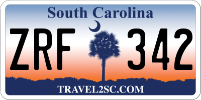 SC license plate ZRF342