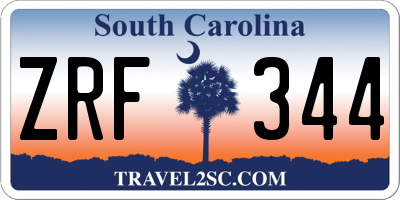 SC license plate ZRF344