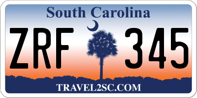 SC license plate ZRF345