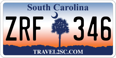 SC license plate ZRF346