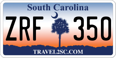 SC license plate ZRF350