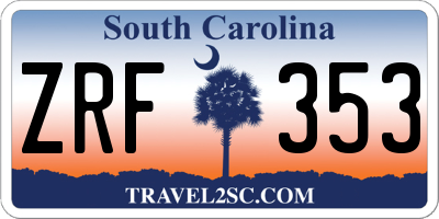 SC license plate ZRF353