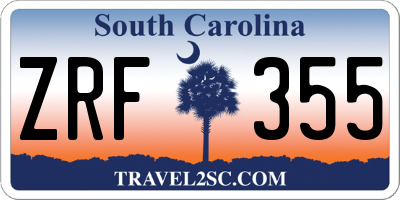 SC license plate ZRF355
