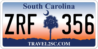 SC license plate ZRF356