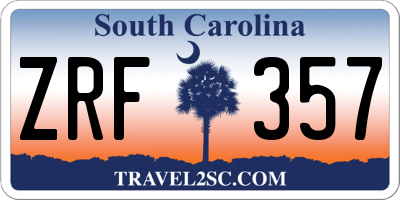 SC license plate ZRF357