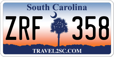 SC license plate ZRF358