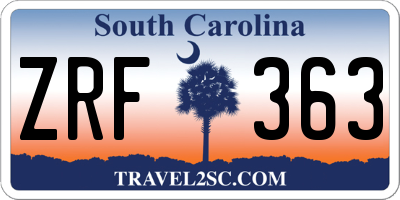 SC license plate ZRF363