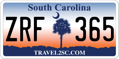 SC license plate ZRF365