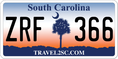 SC license plate ZRF366