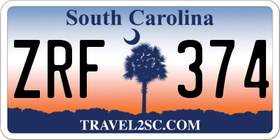 SC license plate ZRF374