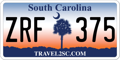 SC license plate ZRF375